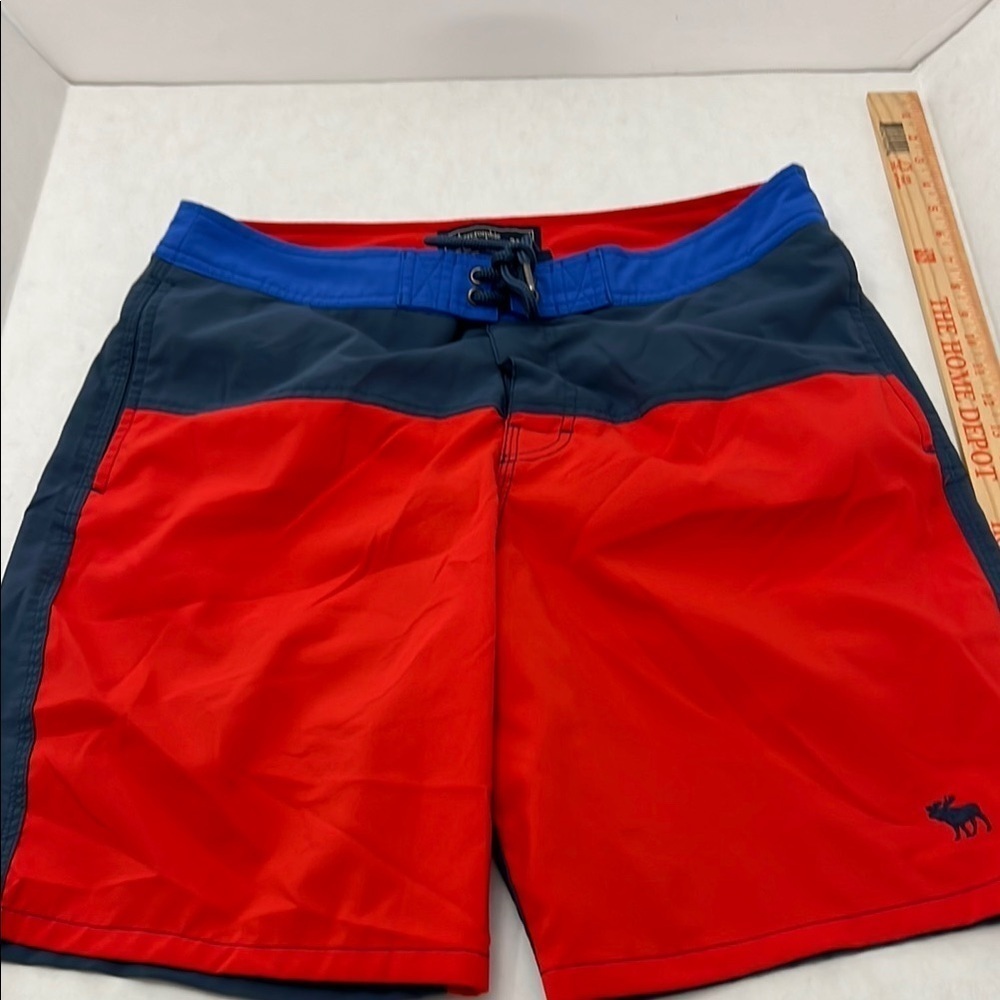 Men's Red and Blue Swim Shorts